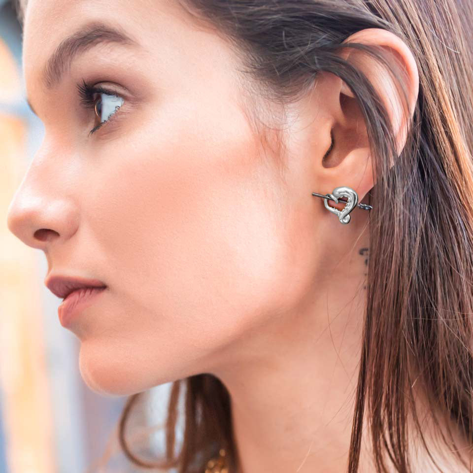 SUM of I Toyama Heart Kraken Stud Earrings #color_silver
