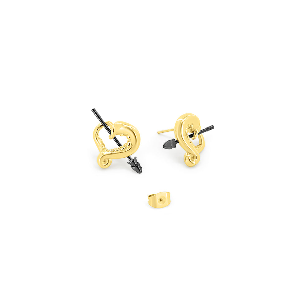 SUM of I Toyama Heart Kraken Stud Earrings #color_gold and gunmetal