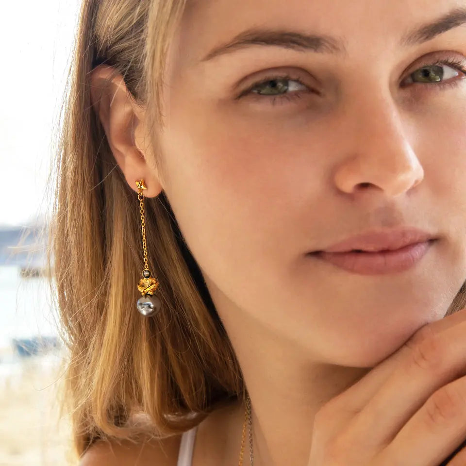 Sum of I Europa Drop earring #color_gold and grey