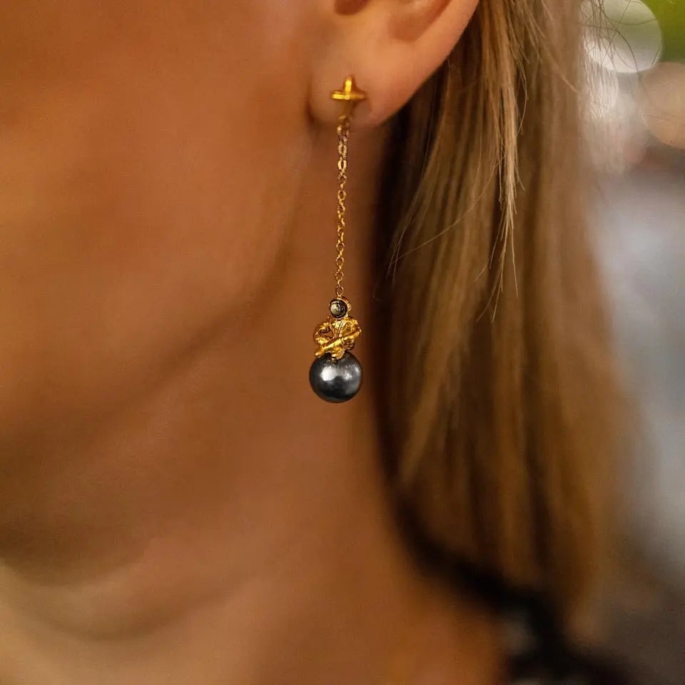 Sum of I Europa Drop earring #color_gold and grey