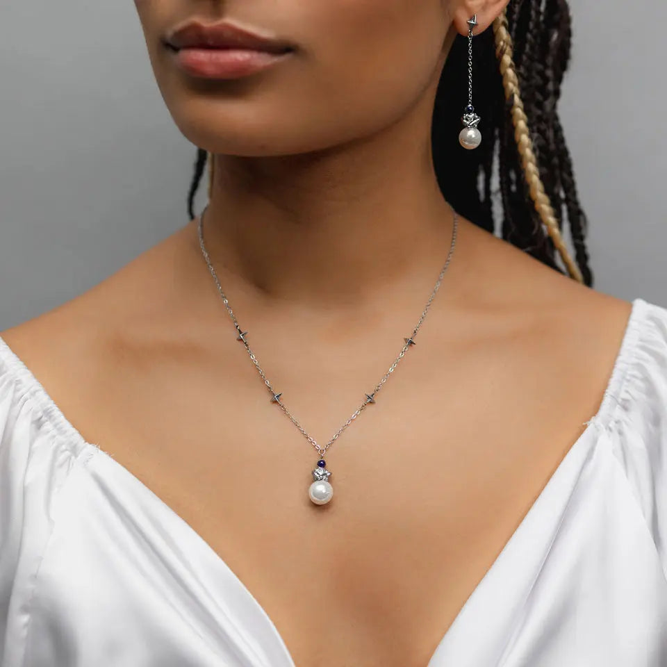SUM of I Pearl Europa Small Necklace #color_silver and white