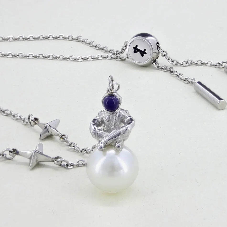 SUM of I Pearl Europa Small Necklace #color_silver and white