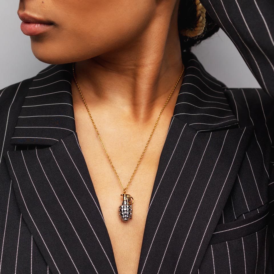 SUM of I Bethel Grenade Pendant #color_Silver and gold