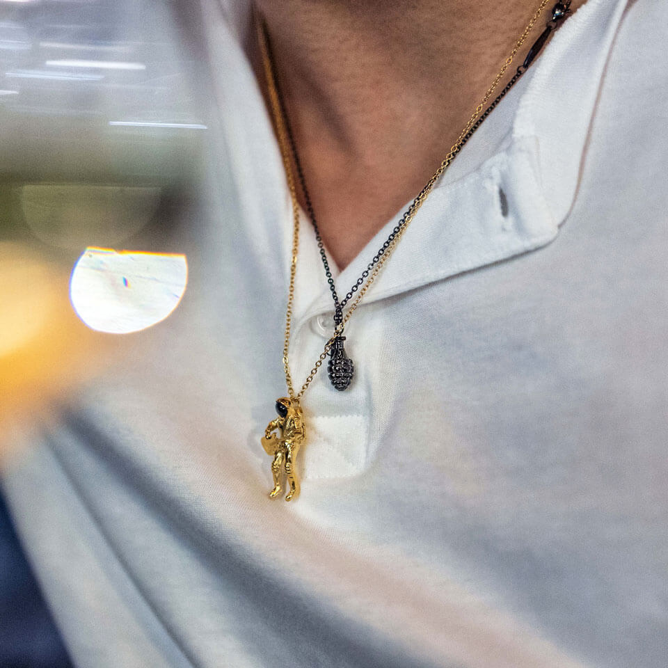 SUM of I Bethel Mini Charm Pendant #color_black metal