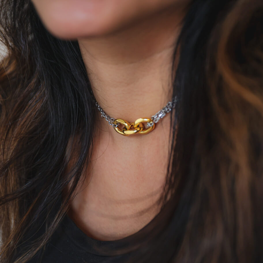 SUM of I Lyon Choker Necklace #color_silver and gold