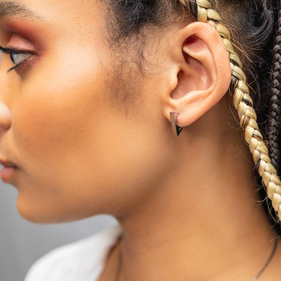 SUM of I Sintra Triangle Mini Hoops #color_silver