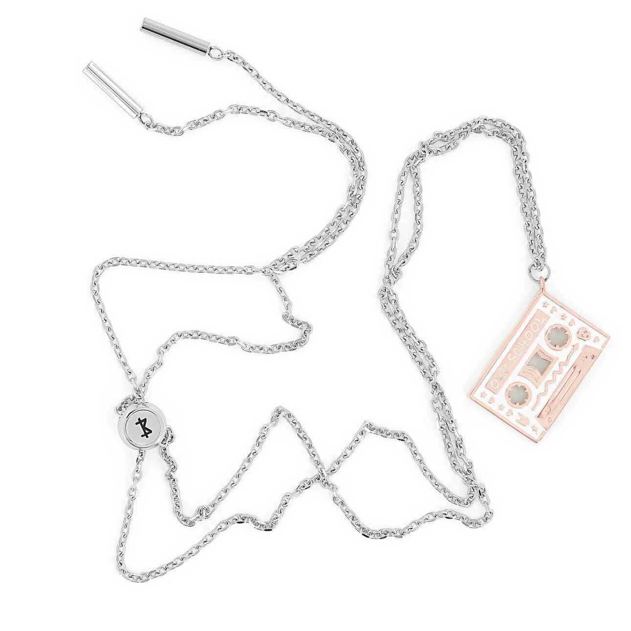 SUM of I Memphis Cassette Pendant #color_silver rose gold and white
