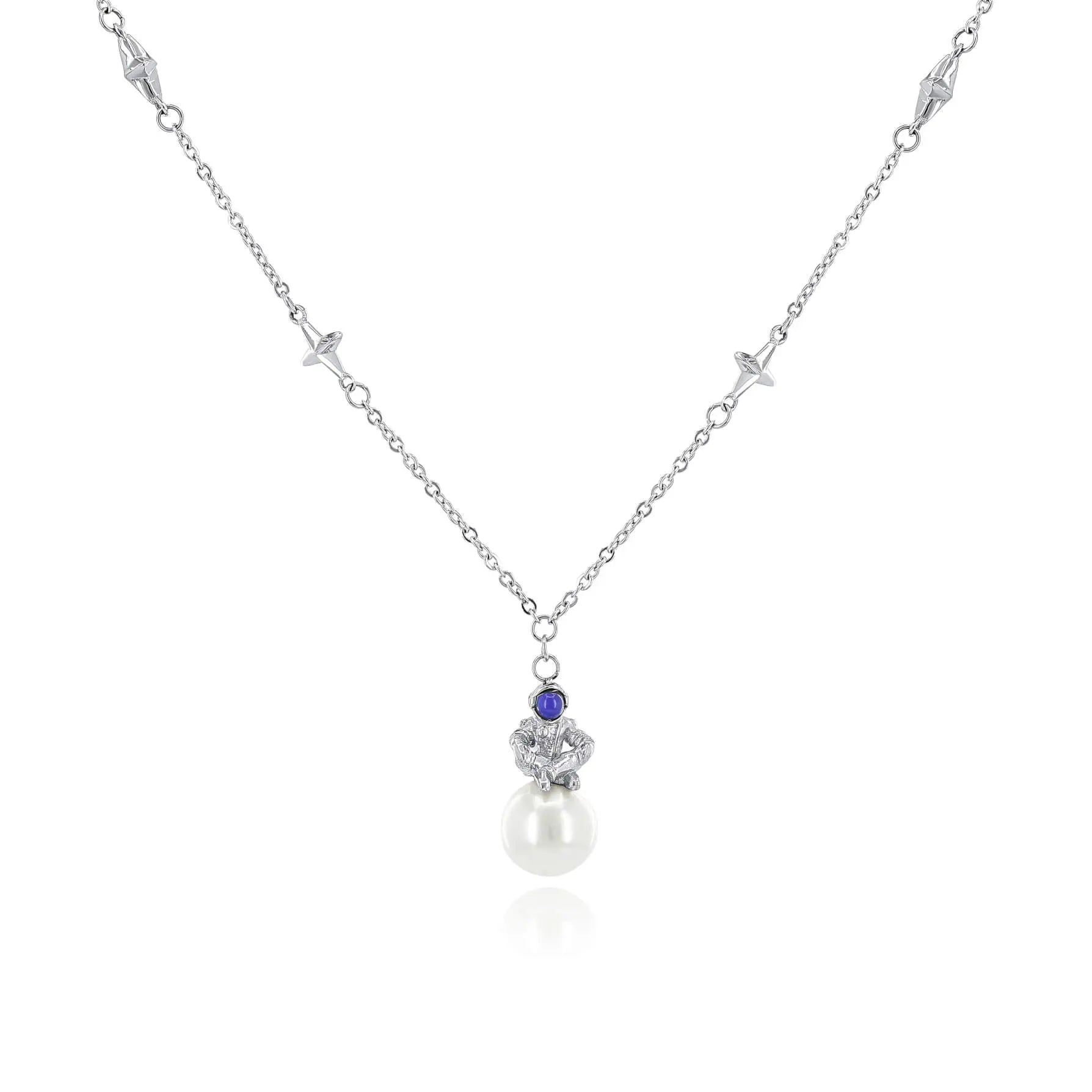 SUM of I Pearl Europa Small Necklace #color_silver and white 