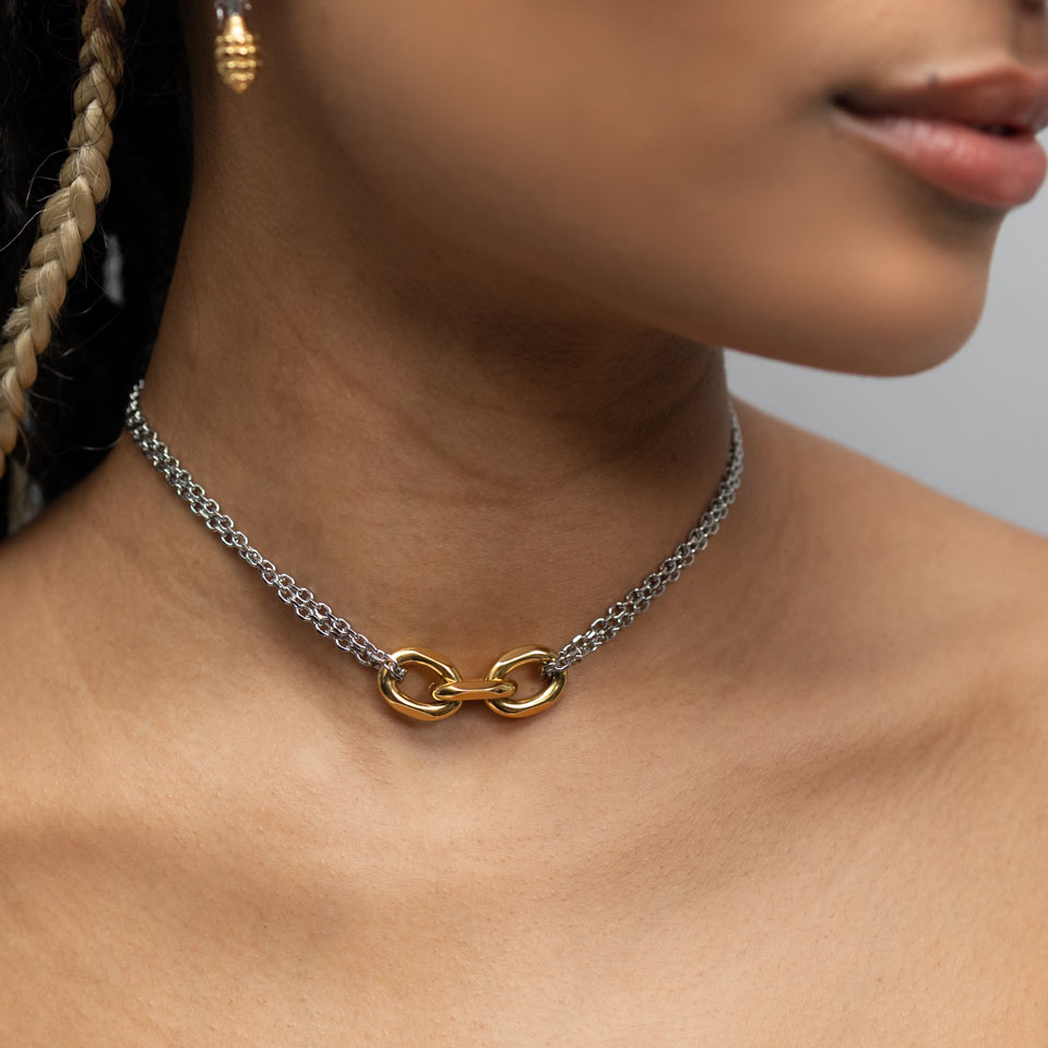 SUM of I Lyon Choker Necklace #color_silver and gold