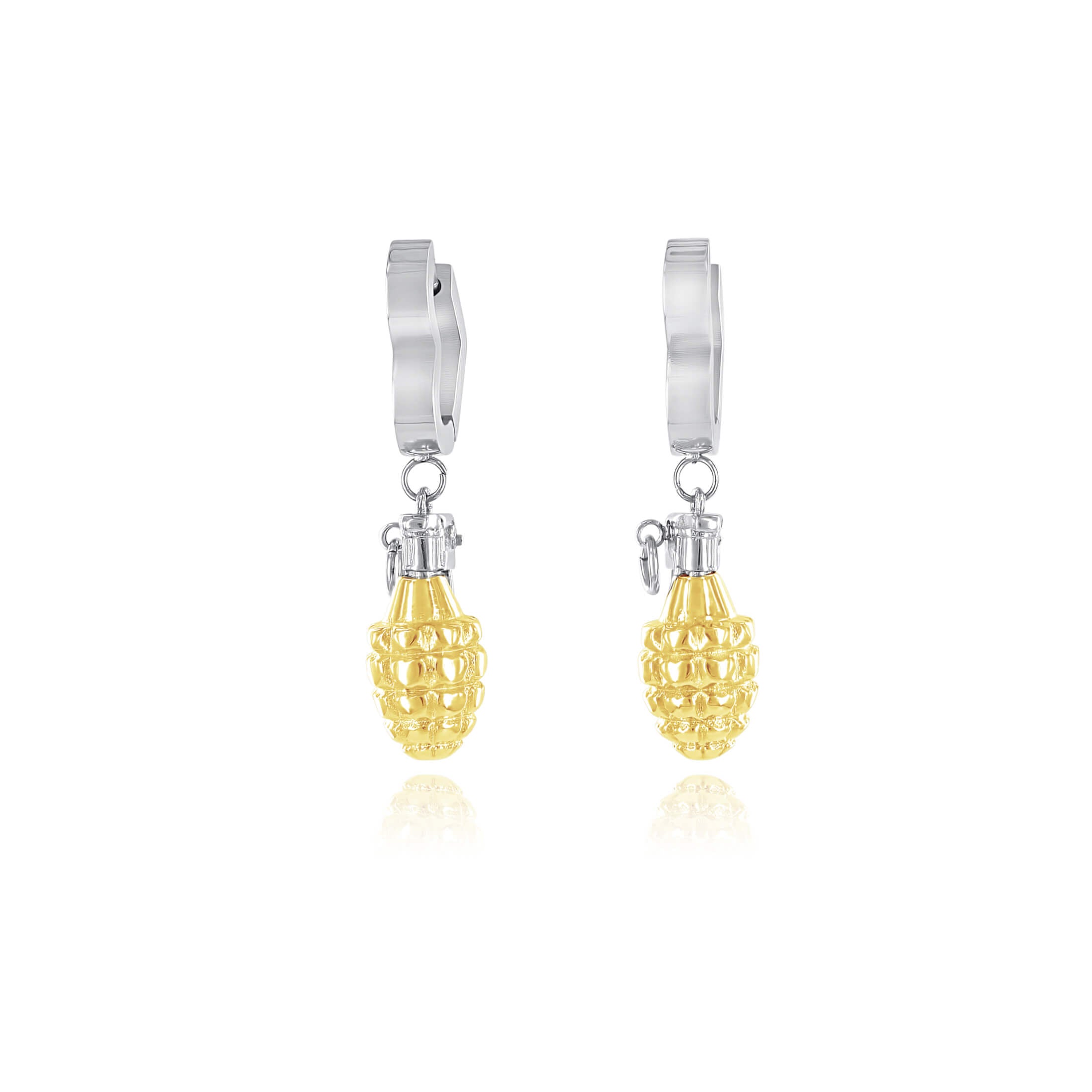 SUM of I, Hearts hoops love grenade charm #color_silver and gold