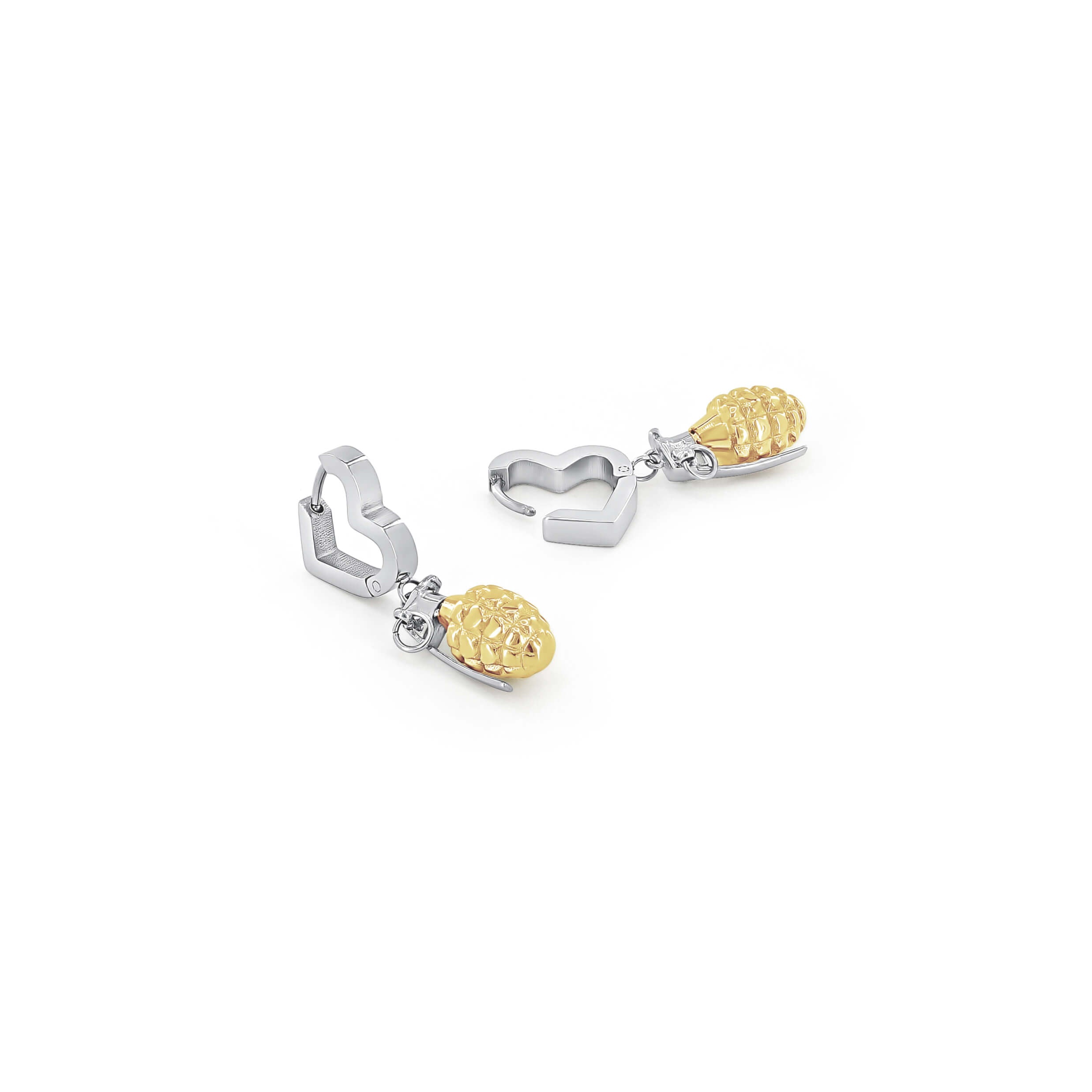 SUM of I, Hearts hoops love grenade charm #color_silver and gold